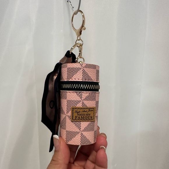 Accessories - Purse, charm key ring NWOT pink /brown  logo fashionable great gift